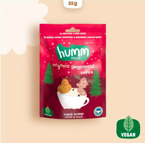 Humm OrganicOrganik Vegan Zencefilli ve Tarçınlı Kurabiye - 55g