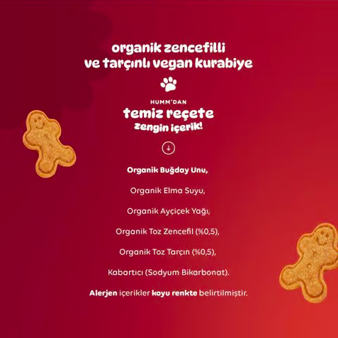 Humm OrganicOrganik Vegan Zencefilli ve Tarçınlı Kurabiye - 55g