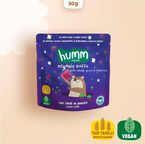 Humm OrganicOrganik Vegan Pancarlı ve Tam Tahıllı Puflar - 30g