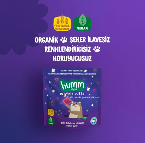 Humm OrganicOrganik Vegan Pancarlı ve Tam Tahıllı Puflar - 30g