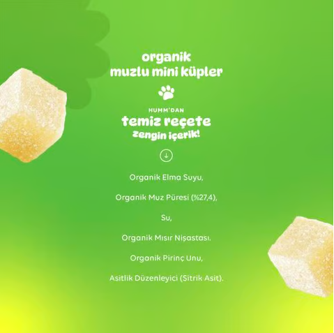 Humm OrganicOrganik Glutensiz Vegan Muzlu Mini Küpler - 30g