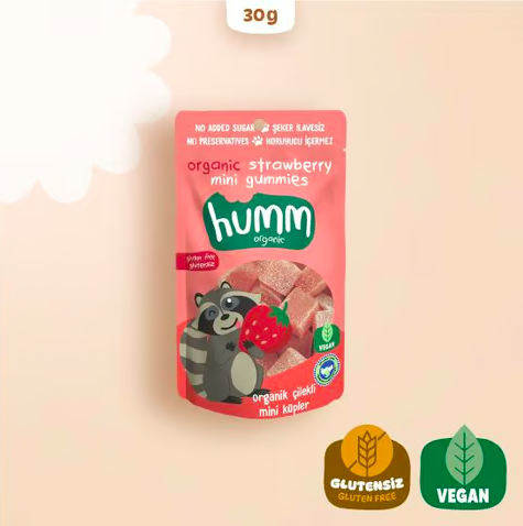 Organik Glutensiz Vegan Çilekli Mini Küpler